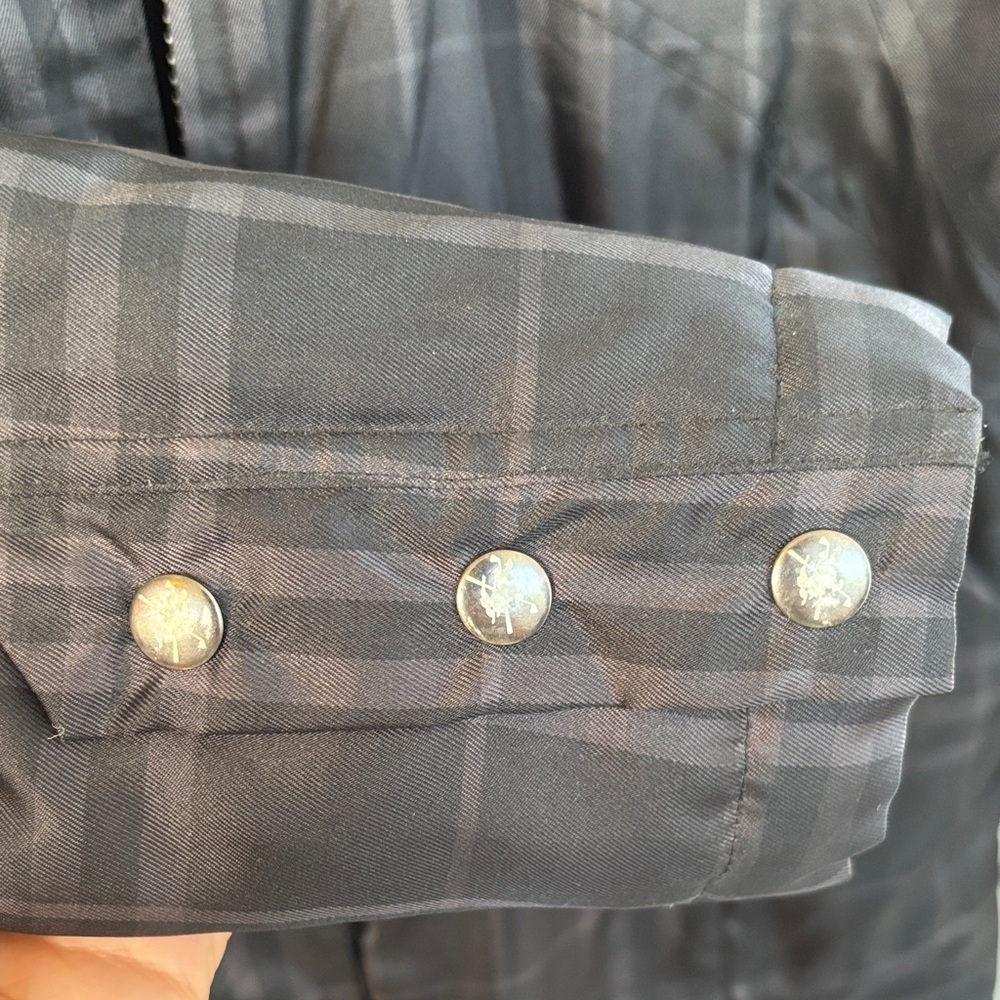 Burberry Golf Puffer Black Plaid Fleece Jacket Coat size XS - Picture 3 of 14